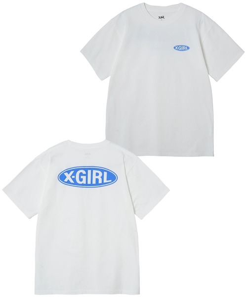 X-girl（エックスガール）の「BASIC OVAL LOGO S/S TEE/ベーシック　オーバルロゴTシャツ（Tシャツ/カットソー・レディース・ホワイト/ブラック/ブルー・S/M/L/XL）」の14枚目の写真
