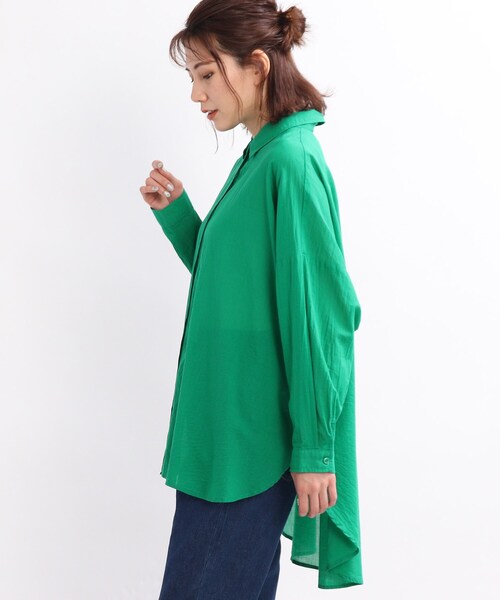 SHOO・LA・RUE（シューラルー）の「◆ソフトコットンシフォンシャツ（シャツ/ブラウス・レディース・チャコールグレー/グリーン/ホワイト系/ホワイト系5・00）」の6枚目の写真