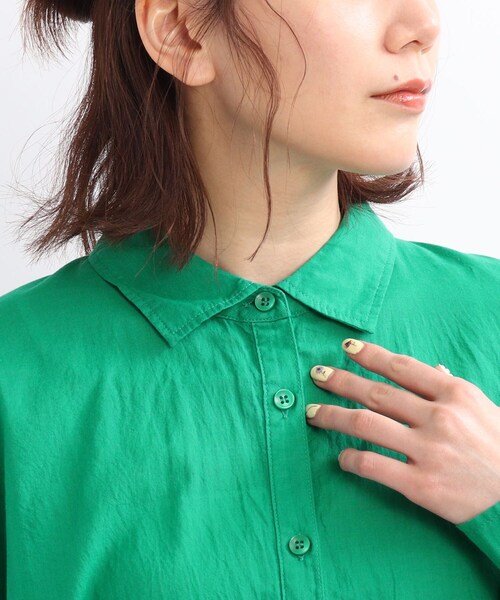 SHOO・LA・RUE（シューラルー）の「◆ソフトコットンシフォンシャツ（シャツ/ブラウス・レディース・チャコールグレー/グリーン/ホワイト系/ホワイト系5・00）」の8枚目の写真