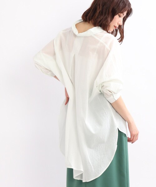 SHOO・LA・RUE（シューラルー）の「◆ソフトコットンシフォンシャツ（シャツ/ブラウス・レディース・チャコールグレー/グリーン/ホワイト系/ホワイト系5・00）」の13枚目の写真