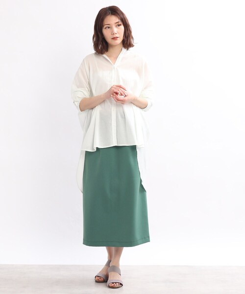 SHOO・LA・RUE（シューラルー）の「◆ソフトコットンシフォンシャツ（シャツ/ブラウス・レディース・チャコールグレー/グリーン/ホワイト系/ホワイト系5・00）」の14枚目の写真