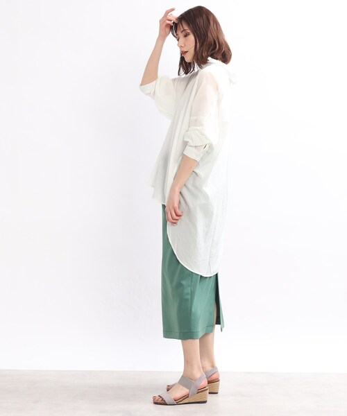 SHOO・LA・RUE（シューラルー）の「◆ソフトコットンシフォンシャツ（シャツ/ブラウス・レディース・チャコールグレー/グリーン/ホワイト系/ホワイト系5・00）」の15枚目の写真