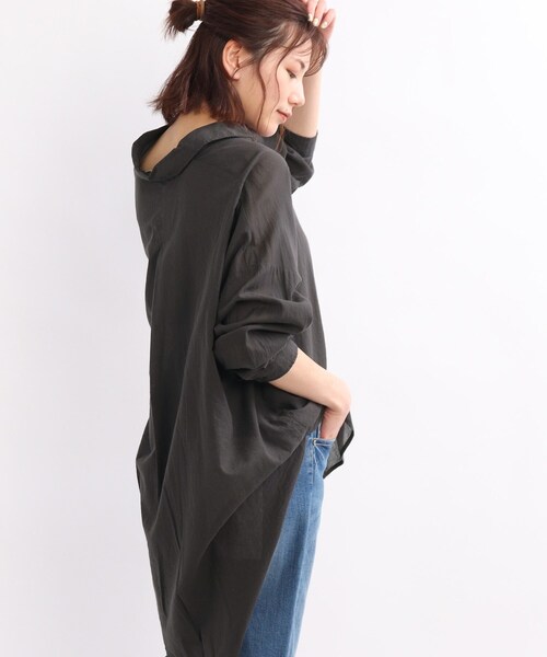 SHOO・LA・RUE（シューラルー）の「◆ソフトコットンシフォンシャツ（シャツ/ブラウス・レディース・チャコールグレー/グリーン/ホワイト系/ホワイト系5・00）」の18枚目の写真