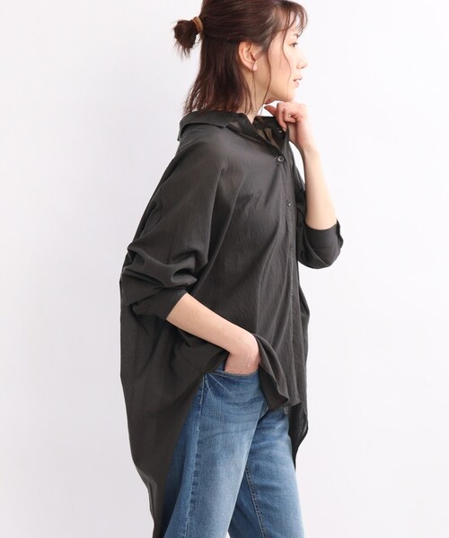 SHOO・LA・RUE（シューラルー）の「◆ソフトコットンシフォンシャツ（シャツ/ブラウス・レディース・チャコールグレー/グリーン/ホワイト系/ホワイト系5・00）」の19枚目の写真