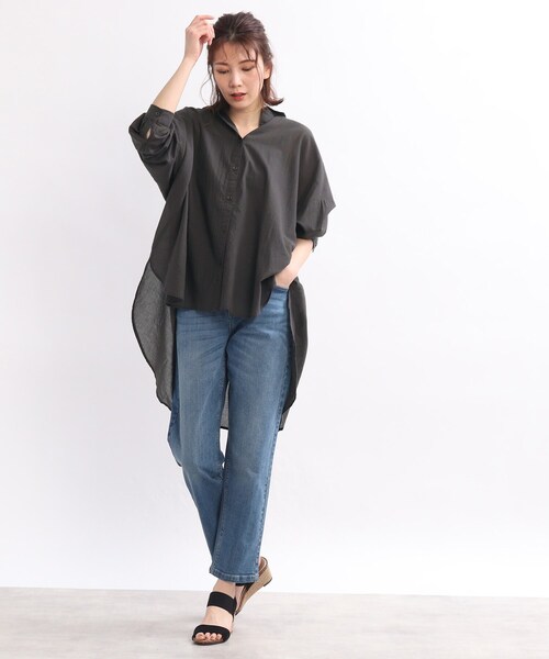 SHOO・LA・RUE（シューラルー）の「◆ソフトコットンシフォンシャツ（シャツ/ブラウス・レディース・チャコールグレー/グリーン/ホワイト系/ホワイト系5・00）」の20枚目の写真