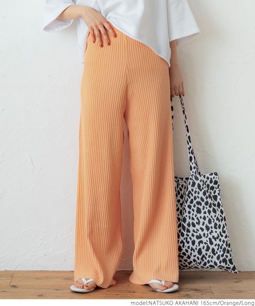 coca(coca)(コカ)の「脚長サマーリブニットパンツ(その他パンツ・レディース・オレンジ/アイボリー・SHORT/LONG)」の7枚目の写真