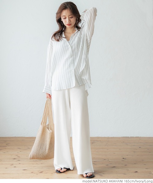 coca(coca)(コカ)の「脚長サマーリブニットパンツ(その他パンツ・レディース・オレンジ/アイボリー・SHORT/LONG)」の9枚目の写真