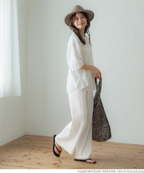 coca(coca)(コカ)の「脚長サマーリブニットパンツ(その他パンツ・レディース・オレンジ/アイボリー・SHORT/LONG)」の14枚目の写真