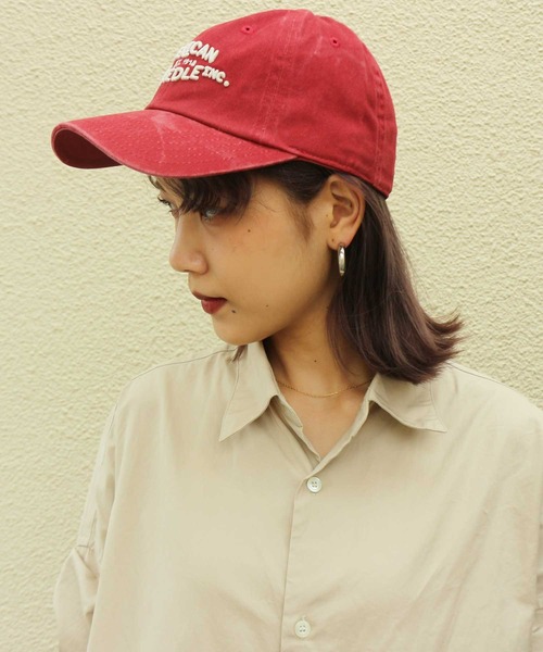 AMERICAN NEEDLE（アメリカンニードル）の「LAIDBACK / American Needle  American Needle Raglan Wash CAP / アメリカンニードル ロゴキャップ（キャップ・レディース・レッド・FREE）」の3枚目の写真