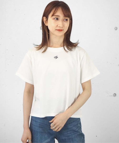 tiptop（ティップトップ）の「イニシャル刺繍ショートT（Tシャツ/カットソー・レディース・A/ピンク/オフホワイト・FREE）」の13枚目の写真