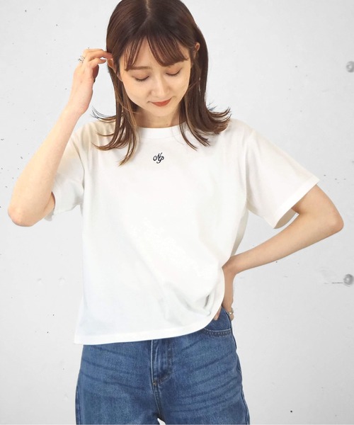 tiptop（ティップトップ）の「イニシャル刺繍ショートT（Tシャツ/カットソー・レディース・A/ピンク/オフホワイト・FREE）」の14枚目の写真