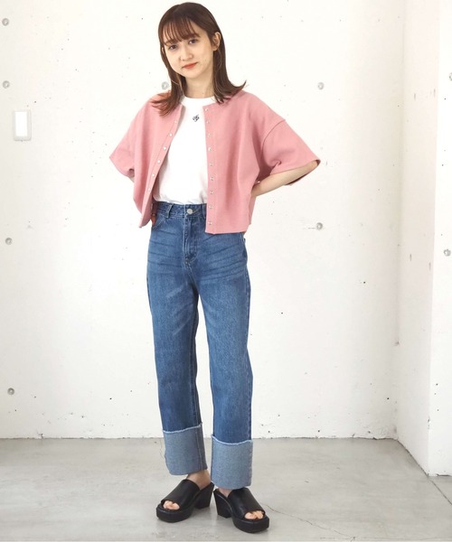 tiptop（ティップトップ）の「イニシャル刺繍ショートT（Tシャツ/カットソー・レディース・A/ピンク/オフホワイト・FREE）」の15枚目の写真