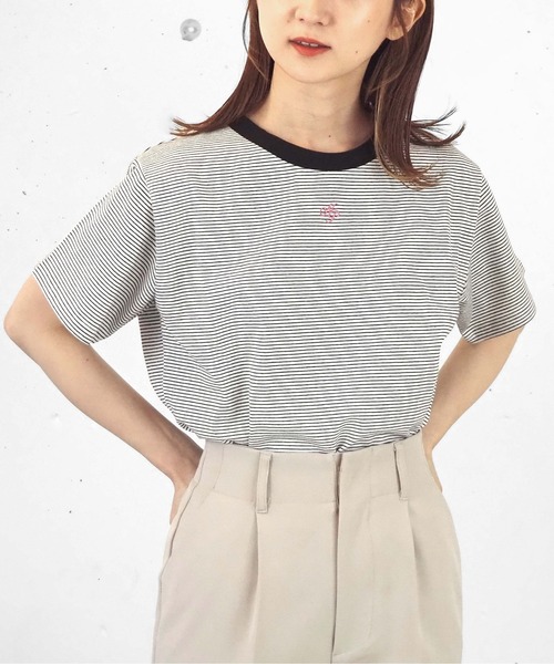 tiptop（ティップトップ）の「イニシャル刺繍ショートT（Tシャツ/カットソー・レディース・A/ピンク/オフホワイト・FREE）」の18枚目の写真