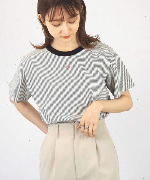 tiptop（ティップトップ）の「イニシャル刺繍ショートT（Tシャツ/カットソー・レディース・A/ピンク/オフホワイト・FREE）」の19枚目の写真