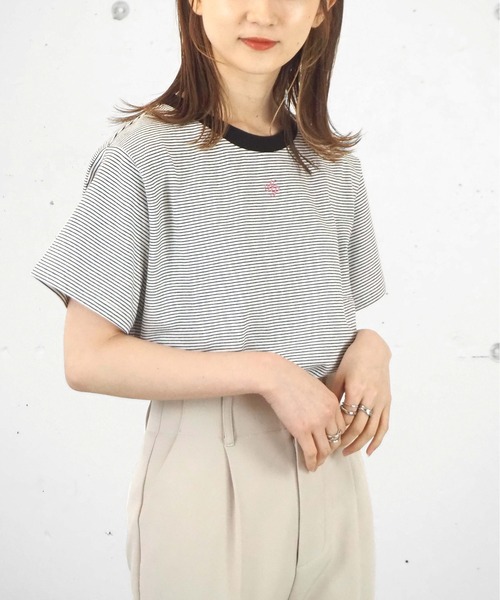 tiptop（ティップトップ）の「イニシャル刺繍ショートT（Tシャツ/カットソー・レディース・A/ピンク/オフホワイト・FREE）」の20枚目の写真