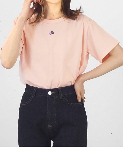 tiptop（ティップトップ）の「イニシャル刺繍ショートT（Tシャツ/カットソー・レディース・A/ピンク/オフホワイト・FREE）」の6枚目の写真