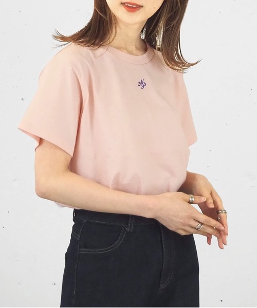 tiptop（ティップトップ）の「イニシャル刺繍ショートT（Tシャツ/カットソー・レディース・A/ピンク/オフホワイト・FREE）」の7枚目の写真