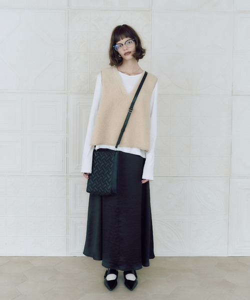 manana suerte（マニャーナスエルテ）の「サイドリボンボアベスト（ベスト・レディース・ブラック/オフホワイト・FREE）」の10枚目の写真