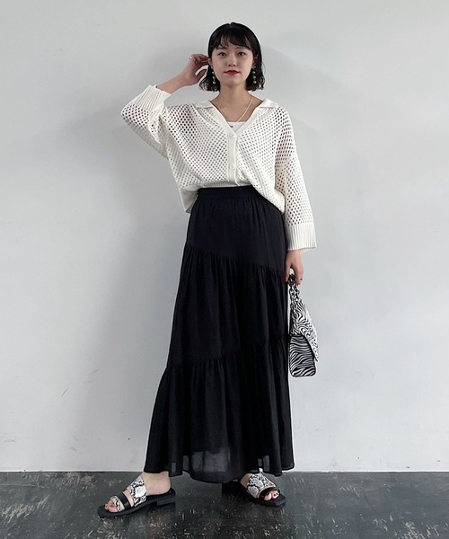 PAGEBOY（ページボーイ）の「メッシュポロニット（ニット/セーター・レディース・ブラック/オフホワイト/グレイッシュベージュ/コーラルピンク/ブラウン系その他/ロイヤルブルー・FREE）」の10枚目の写真