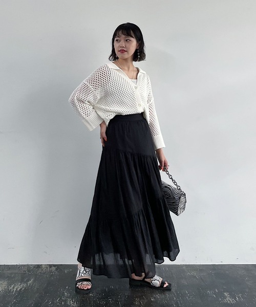 PAGEBOY（ページボーイ）の「メッシュポロニット（ニット/セーター・レディース・ブラック/オフホワイト/グレイッシュベージュ/コーラルピンク/ブラウン系その他/ロイヤルブルー・FREE）」の11枚目の写真