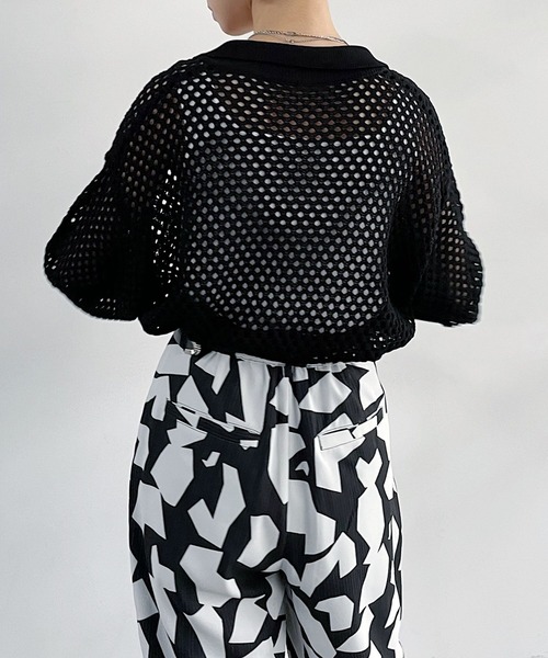 PAGEBOY（ページボーイ）の「メッシュポロニット（ニット/セーター・レディース・ブラック/オフホワイト/グレイッシュベージュ/コーラルピンク/ブラウン系その他/ロイヤルブルー・FREE）」の13枚目の写真