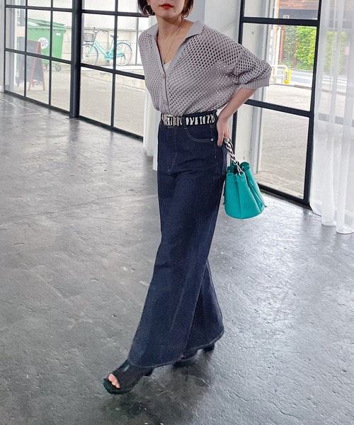 PAGEBOY（ページボーイ）の「メッシュポロニット（ニット/セーター・レディース・ブラック/オフホワイト/グレイッシュベージュ/コーラルピンク/ブラウン系その他/ロイヤルブルー・FREE）」の18枚目の写真