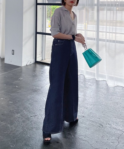 PAGEBOY（ページボーイ）の「メッシュポロニット（ニット/セーター・レディース・ブラック/オフホワイト/グレイッシュベージュ/コーラルピンク/ブラウン系その他/ロイヤルブルー・FREE）」の19枚目の写真