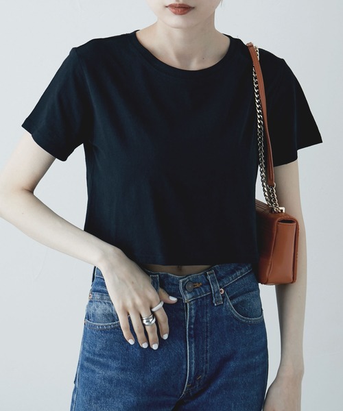 etoll.(エトル)の「カラークロップドハーフT(Tシャツ/カットソー・レディース・ブラック/オフホワイト/ピンク/イエロー/グリーン・FREE)」の18枚目の写真