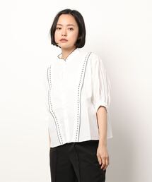 刺繍スタンドレースブラウス