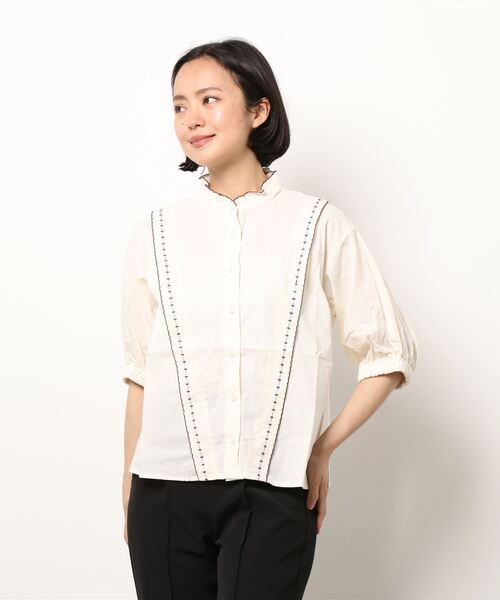 ehka sopo（エヘカソポ）の「刺繍スタンドレースブラウス（シャツ/ブラウス・レディース・オフホワイト/キナリ/ブラック・ﾌﾘ-）」の17枚目の写真