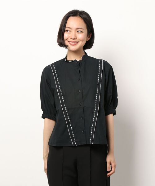 ehka sopo（エヘカソポ）の「刺繍スタンドレースブラウス（シャツ/ブラウス・レディース・オフホワイト/キナリ/ブラック・ﾌﾘ-）」の6枚目の写真