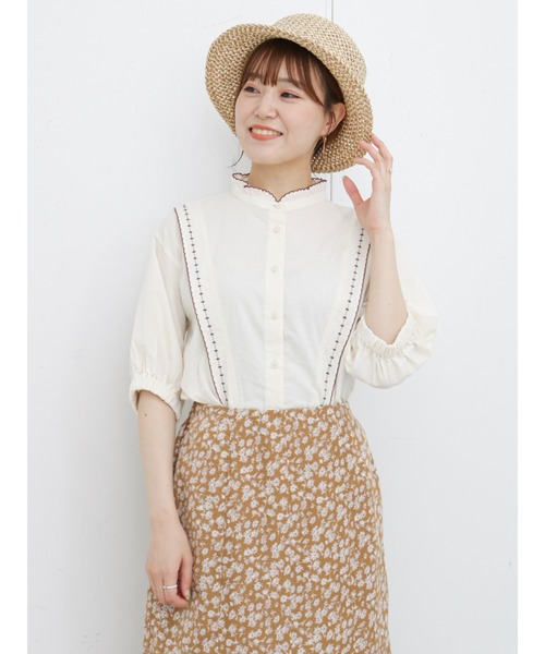 ehka sopo（エヘカソポ）の「刺繍スタンドレースブラウス（シャツ/ブラウス・レディース・オフホワイト/キナリ/ブラック・ﾌﾘ-）」の12枚目の写真