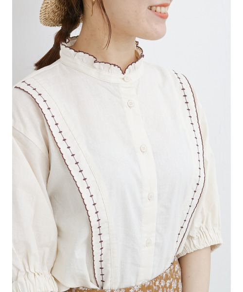 ehka sopo（エヘカソポ）の「刺繍スタンドレースブラウス（シャツ/ブラウス・レディース・オフホワイト/キナリ/ブラック・ﾌﾘ-）」の14枚目の写真