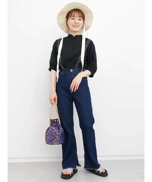 ehka sopo（エヘカソポ）の「刺繍スタンドレースブラウス（シャツ/ブラウス・レディース・オフホワイト/キナリ/ブラック・ﾌﾘ-）」の7枚目の写真