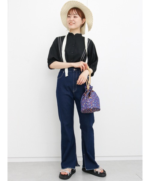 ehka sopo（エヘカソポ）の「刺繍スタンドレースブラウス（シャツ/ブラウス・レディース・オフホワイト/キナリ/ブラック・ﾌﾘ-）」の8枚目の写真