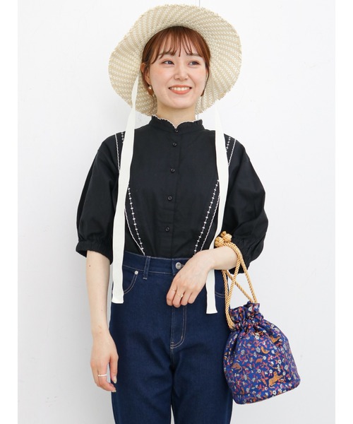 ehka sopo（エヘカソポ）の「刺繍スタンドレースブラウス（シャツ/ブラウス・レディース・オフホワイト/キナリ/ブラック・ﾌﾘ-）」の10枚目の写真