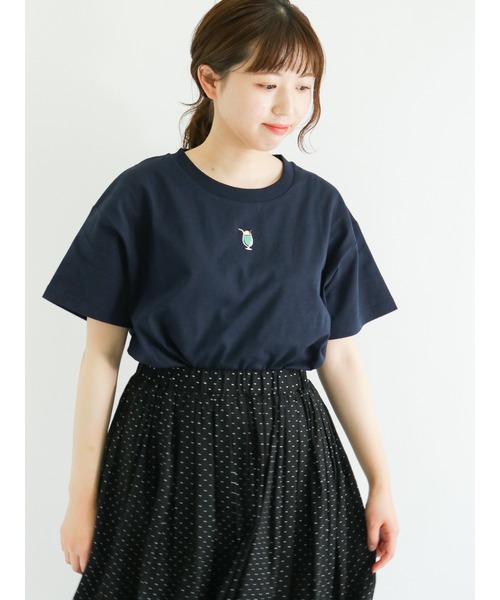Samansa Mos2（サマンサ モスモス）の「刺繍アソートTシャツ（Tシャツ/カットソー・レディース・オフホワイト/キナリ/ネイビー・ﾌﾘ-）」の3枚目の写真