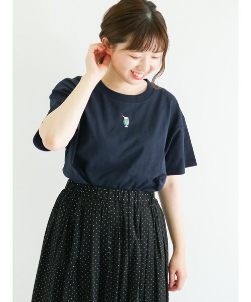 Samansa Mos2（サマンサ モスモス）の「刺繍アソートTシャツ（Tシャツ/カットソー・レディース・オフホワイト/キナリ/ネイビー・ﾌﾘ-）」の11枚目の写真