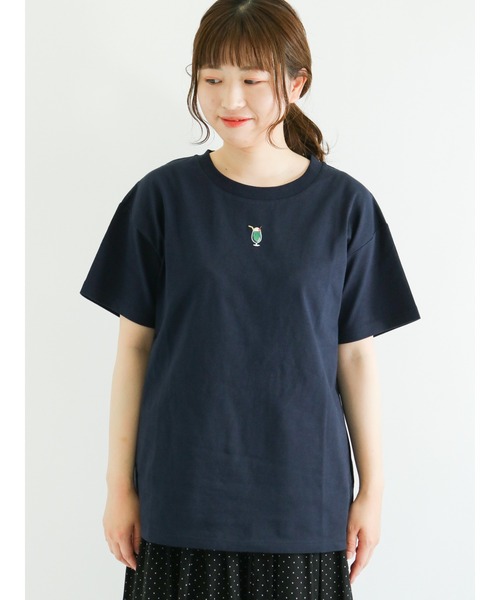 Samansa Mos2（サマンサ モスモス）の「刺繍アソートTシャツ（Tシャツ/カットソー・レディース・オフホワイト/キナリ/ネイビー・ﾌﾘ-）」の12枚目の写真