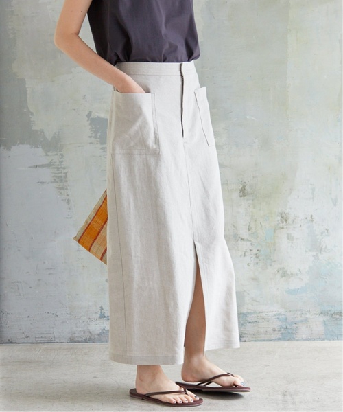 SLOBE IENA（スローブイエナ）の「《WEB限定/追加2》リネンタイトスカート（スカート・レディース・ブラック/ベージュ・38/36/40）」の19枚目の写真