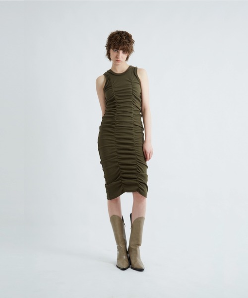 VIAVANDA（ヴィアヴァンダ）の「Gather dress（ワンピース・レディース・ブラック/カーキ・FREE）」の2枚目の写真