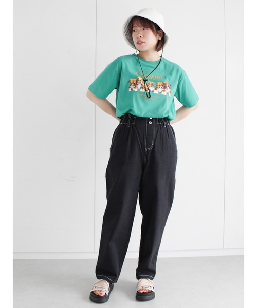 ehka sopo（エヘカソポ）の「ドッグプリントTシャツ（Tシャツ/カットソー・レディース・レッド/オフホワイト/ブルー/グリーン・ﾌﾘ-）」の19枚目の写真