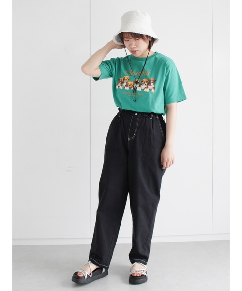 ehka sopo（エヘカソポ）の「ドッグプリントTシャツ（Tシャツ/カットソー・レディース・レッド/オフホワイト/ブルー/グリーン・ﾌﾘ-）」の20枚目の写真