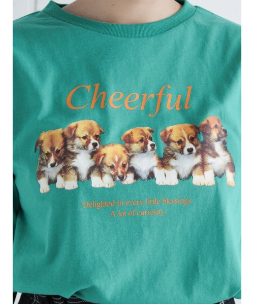 ehka sopo（エヘカソポ）の「ドッグプリントTシャツ（Tシャツ/カットソー・レディース・レッド/オフホワイト/ブルー/グリーン・ﾌﾘ-）」の22枚目の写真