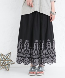 osharewalker | 『配色刺繍スカラップレースギャザースカート』(スカート)