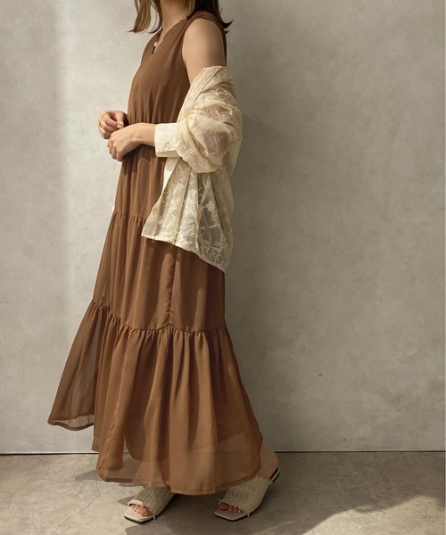 apres jour clair（アプレジュールクレア）の「【apres jour clair】楊柳ティアードワンピース【ZOZOTOWN限定アイテム】（ワンピース・レディース・ベージュ/オレンジ/アイボリー/ブラウン系その他・X-LARGE/フリー）」の17枚目の写真