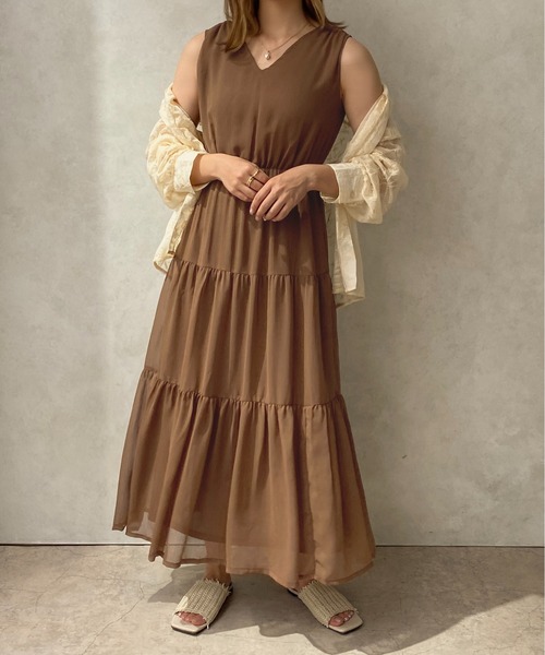 apres jour clair（アプレジュールクレア）の「【apres jour clair】楊柳ティアードワンピース【ZOZOTOWN限定アイテム】（ワンピース・レディース・ベージュ/オレンジ/アイボリー/ブラウン系その他・X-LARGE/フリー）」の18枚目の写真
