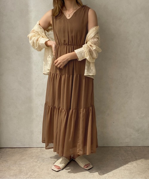 apres jour clair（アプレジュールクレア）の「【apres jour clair】楊柳ティアードワンピース【ZOZOTOWN限定アイテム】（ワンピース・レディース・ベージュ/オレンジ/アイボリー/ブラウン系その他・X-LARGE/フリー）」の19枚目の写真