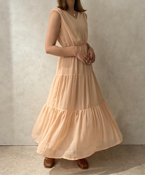 apres jour clair（アプレジュールクレア）の「【apres jour clair】楊柳ティアードワンピース【ZOZOTOWN限定アイテム】（ワンピース・レディース・ベージュ/オレンジ/アイボリー/ブラウン系その他・X-LARGE/フリー）」の12枚目の写真