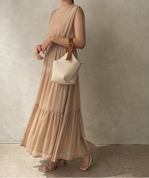 apres jour clair（アプレジュールクレア）の「【apres jour clair】楊柳ティアードワンピース【ZOZOTOWN限定アイテム】（ワンピース・レディース・ベージュ/オレンジ/アイボリー/ブラウン系その他・X-LARGE/フリー）」の9枚目の写真